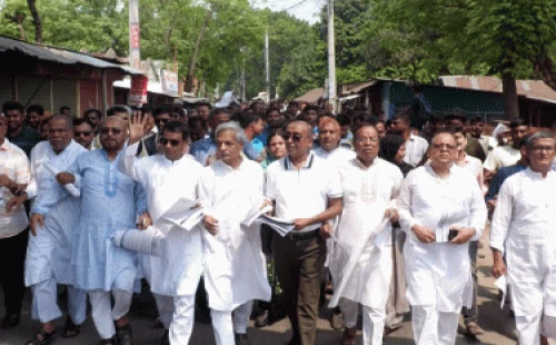 শৈলকূপায় ভোট বর্জনের আহ্বানে বিএনপির লিফলেট বিতরণ 