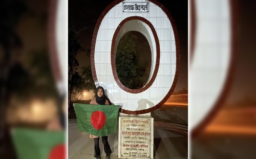 পায়ে হেঁটে টেকনাফ থেকে তেঁতুলিয়ায় তরুণী তাহুরা 